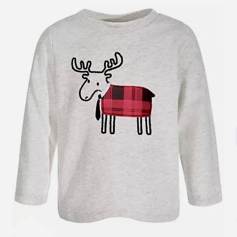 First Impressions - Toddler’s Reindeer Appliqué T-shirt